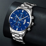 HOMBRE® Silver & Blue Luxury Watch