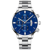 HOMBRE® Silver & Blue Luxury Watch