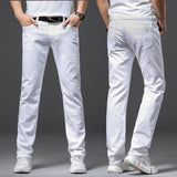 AURELION® Men's Slim White Stretch Jeans