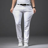 AURELION® Men's Slim White Stretch Jeans