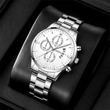 LUX® Silver Steel Quartz Watch