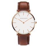 SCOSEZE® Silver Brown Leather Watch