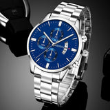 HOMBRE® Silver & Blue Luxury Watch