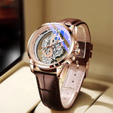 TREGON® Skeleton Gold Automatic Quartz Wrist Watch for Men